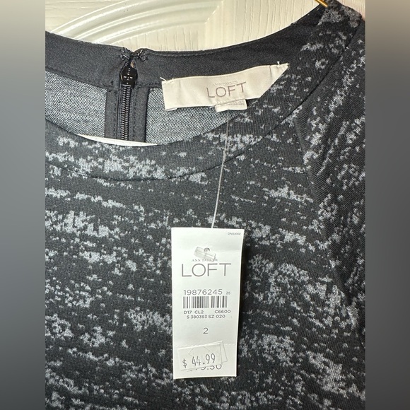 Ann Taylor Loft Black and Grey Short Sleeve A-Line Dress Size 2 - Picture 2 of 3